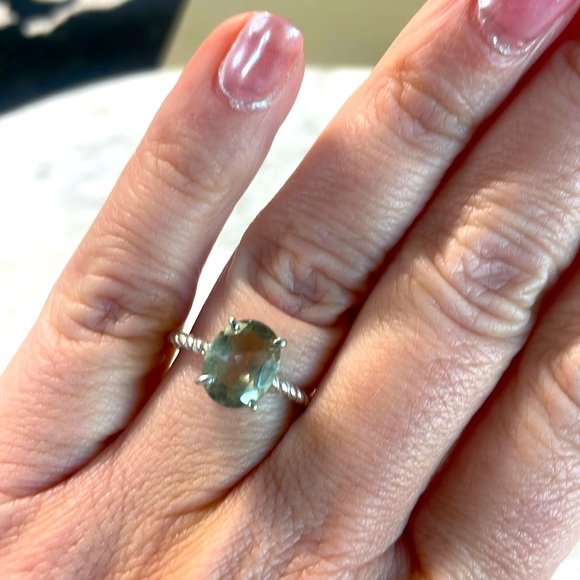 Green amethyst ring 925 sterling silver in size 7 - Picture 3 of 8